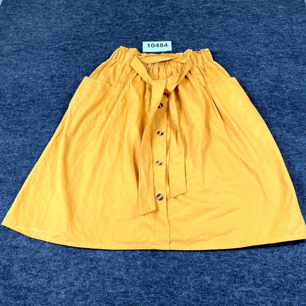 Sadie & Love A Line Midi Skirt Womens XL Mustard Cotton Button Front Party Wear